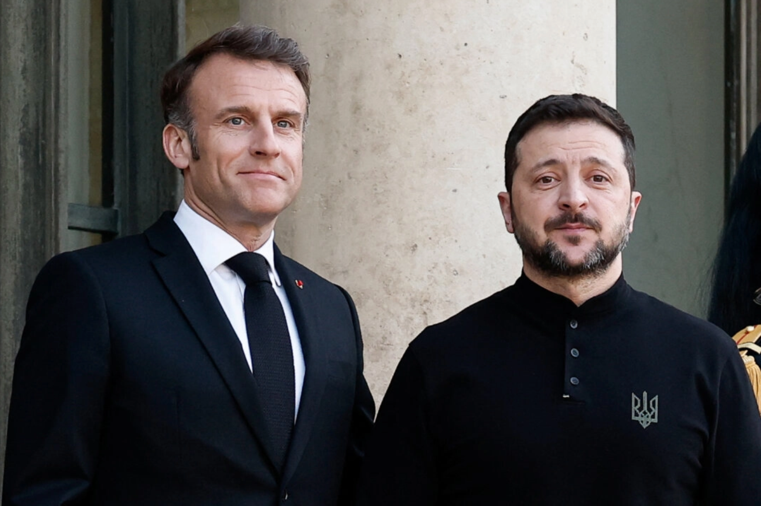 De Franse president Emmanuel Macron en de Oekraïense president Volodymyr Zelenskyy in Parijs op 26 maart 2025. Reuters/Benoit Tessier