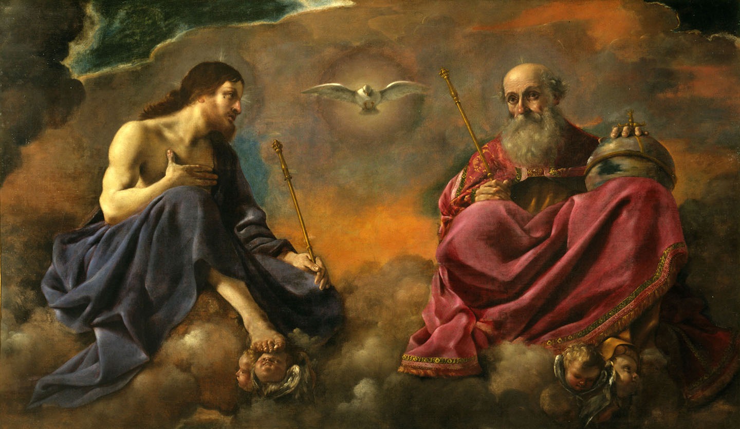 “De Heilige Drievuldigheid”, circa 1616–1617, door Giovanni Francesco Barbieri. Publiek domein