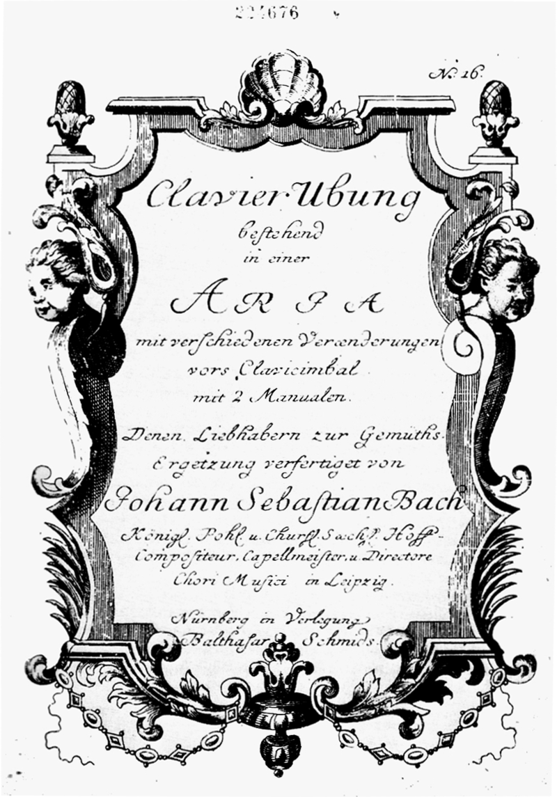 Titelpagina van de “Goldbergvariaties” van Johann Sebastian Bach. Publiek domein