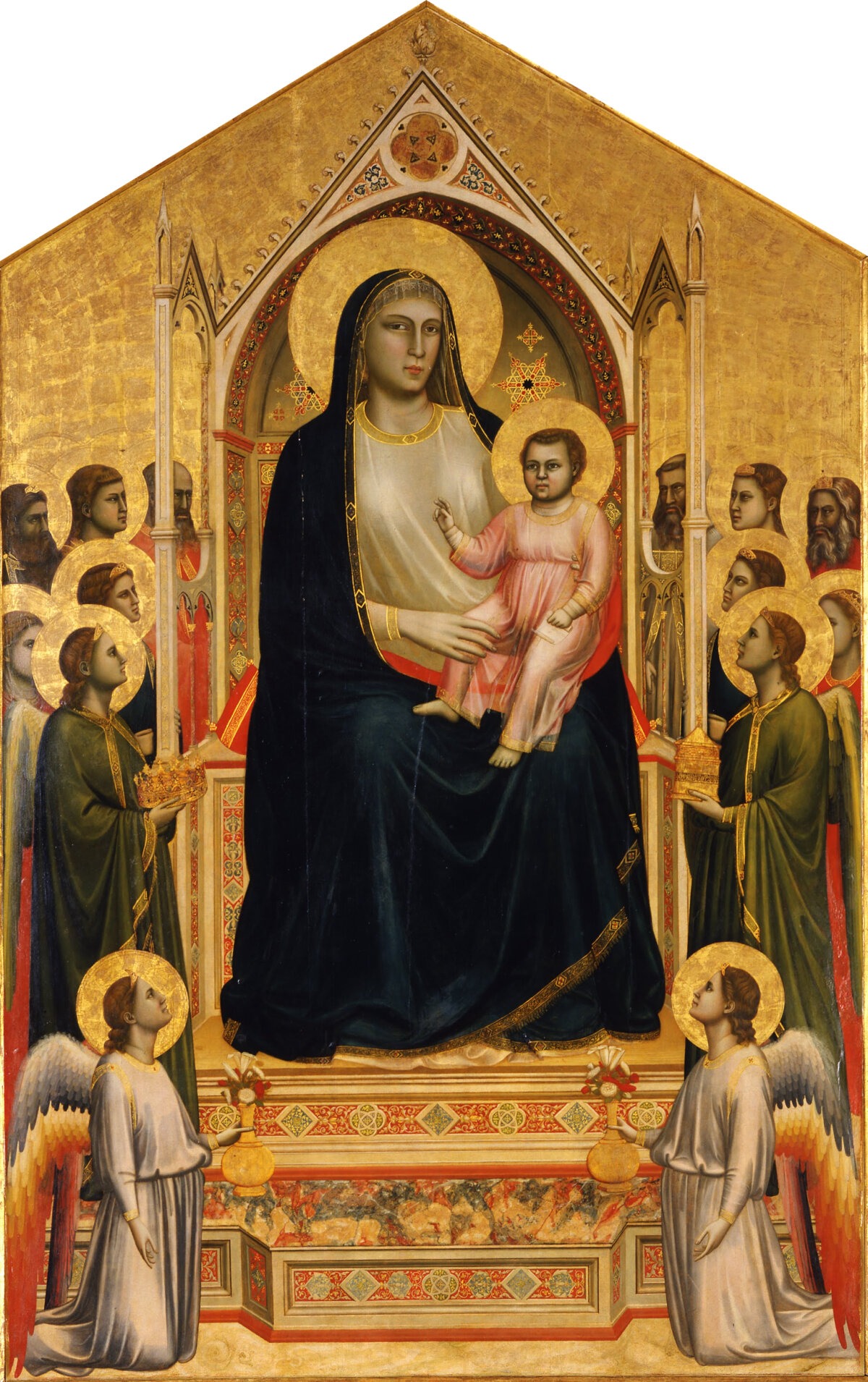 “Madonna op de troon” (“Ognissanti Madonna”), circa 1300–1305, door Giotto.